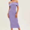 Purple Off Shoulder Dress Knit Bodycon Knit -Midi Dresses Style ed9308 40mb lilac 1