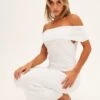 White Off Shoulder Dress Knit Bodycon Knit -Midi Dresses Style ed9308 40mb white 1