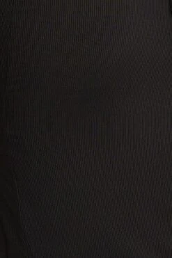 Black Midi Dress Ribbed Cut Out -Midi Dresses Style f bodycon dress black midi dress ribbed cut out 32965693898945