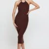 Brown Knit Dress Midi Halter Neck 1 Brown Knit Dress Midi Halter Neck -Midi Dresses Style f bodycon dress brown knit dress midi halter neck 32965849579713