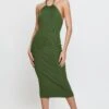 Green Knit Dress Midi Halter Neck -Midi Dresses Style f bodycon dress green knit dress midi halter neck 32980931117249