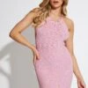 Pink Knit Dress Halter Neck 1 Pink Knit Dress Halter Neck -Midi Dresses Style f bodycon dress pink knit dress halter neck 33006897561793