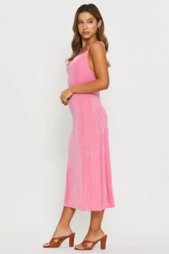 Pink Midi Dress Cowl Neck -Midi Dresses Style f bodycon dress pink midi dress cowl neck 32965830607041