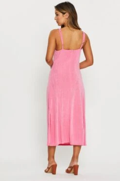 Pink Midi Dress Cowl Neck -Midi Dresses Style f bodycon dress pink midi dress cowl neck 32965830639809