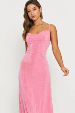 Pink Midi Dress Cowl Neck -Midi Dresses Style f bodycon dress pink midi dress cowl neck 32965830672577