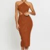 Brown Knit Dress Halter Neck 2 Brown Knit Dress Halter Neck -Midi Dresses Style f skater dress brown knit dress halter neck 32965837095105