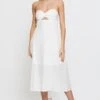 White Twist Front Bardot Midi Dress -Midi Dresses Style fb off shldr dress white twist front bardot midi dress 33007094333633