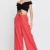 Pink Wide Leg Pants Elastic Waist -Midi Dresses Style hw wide leg pant pink wide leg pants elastic waist 32964949541057