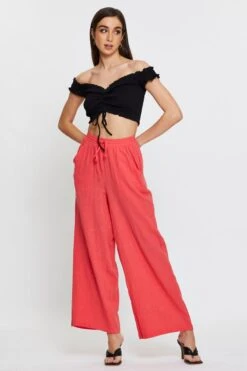Pink Wide Leg Pants Elastic Waist 10 Pink Wide Leg Pants Elastic Waist -Midi Dresses Style hw wide leg pant pink wide leg pants elastic waist 32964949606593