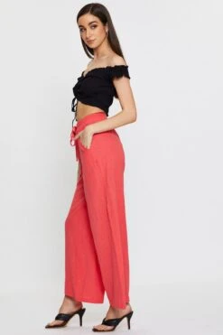 Pink Wide Leg Pants Elastic Waist 11 Pink Wide Leg Pants Elastic Waist -Midi Dresses Style hw wide leg pant pink wide leg pants elastic waist 32964949639361