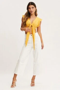 White Cropped Pants Wide Leg High Waist -Midi Dresses Style hw wide leg pant white cropped pants wide leg high waist 32964978737345