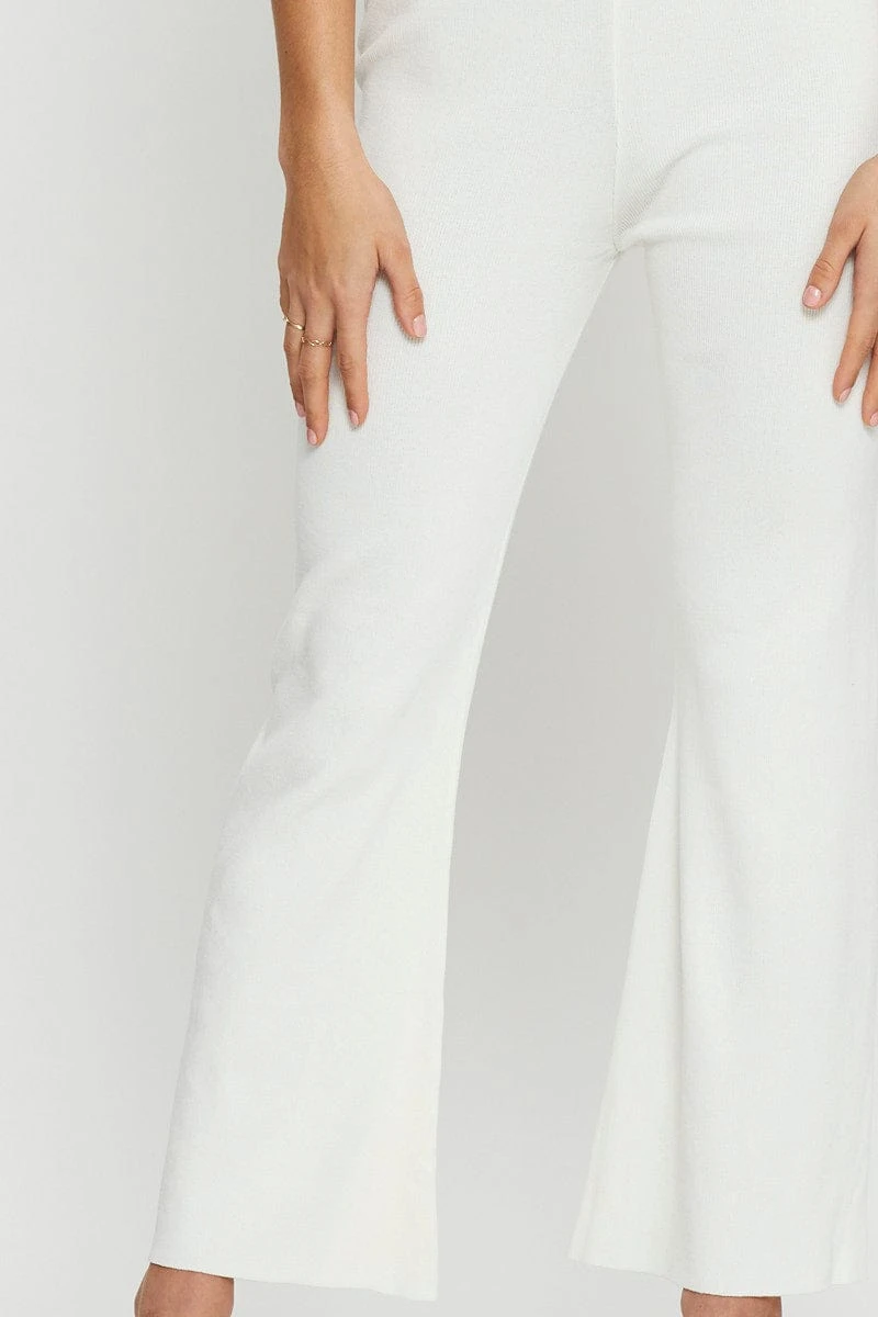 White Knit Pants Flare Leg 7 White Knit Pants Flare Leg - Image 5