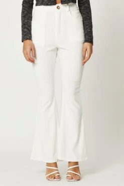 White Velvet Flared Hem Pants 8 White Velvet Flared Hem Pants -Midi Dresses Style hw wide leg pant white velvet flared hem pants 32964981489857