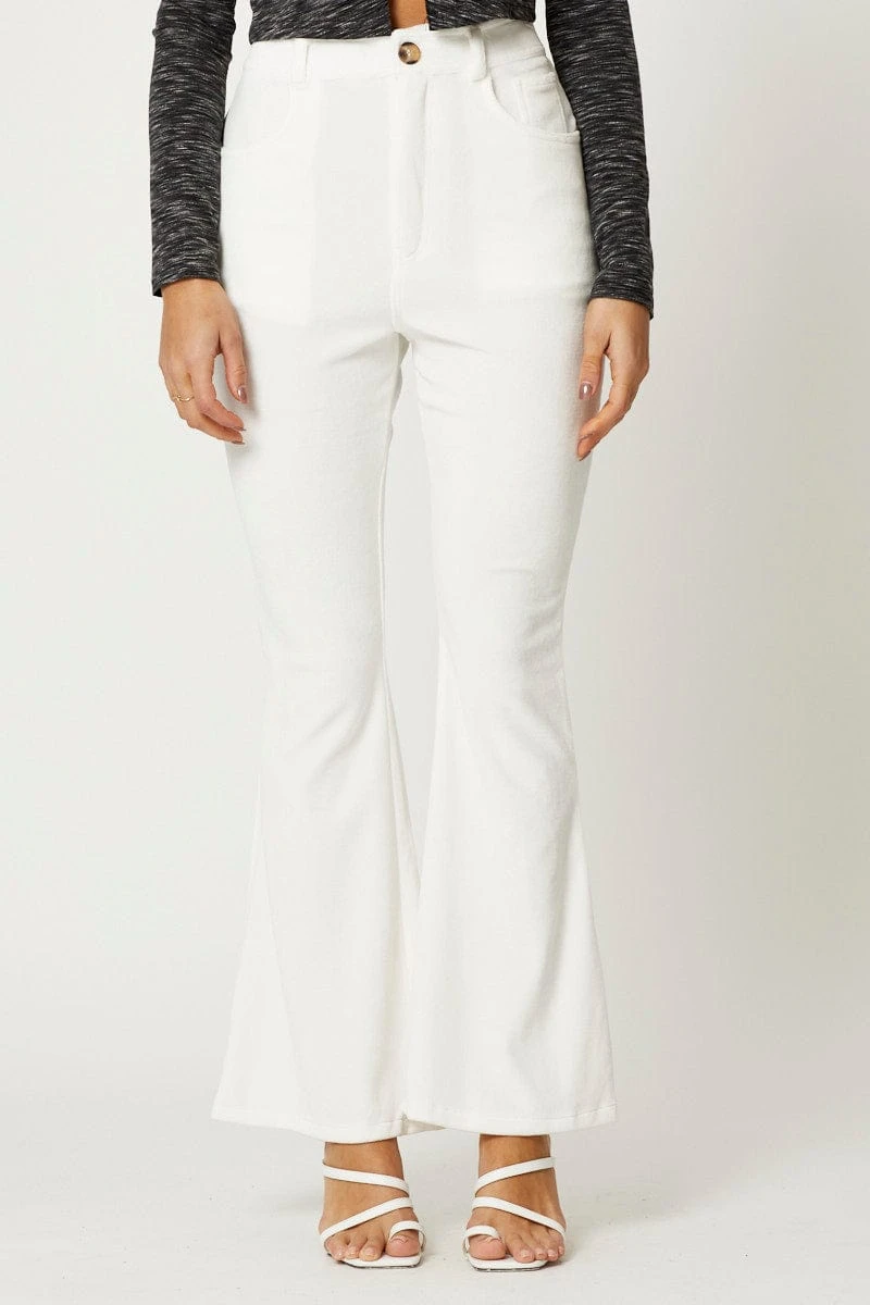 White Velvet Flared Hem Pants 4 White Velvet Flared Hem Pants - Image 2