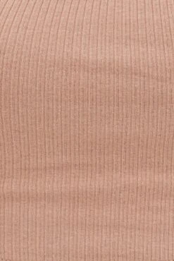 Brown Crop Top Sleeveless Halter Mock Neck Rib Jersey -Midi Dresses Style jc1123x 84wb mocha 6