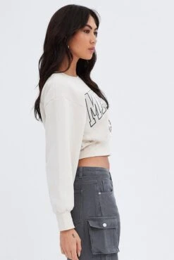 Beige Sweater Round Neck Long Sleeve Embroidery -Midi Dresses Style jc1337x 84w beige 4