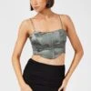 Grey Corset Crop Top Straps -Midi Dresses Style jc1448 84wb charcoal 1