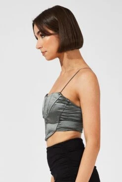 Grey Corset Crop Top Straps -Midi Dresses Style jc1448 84wb charcoal 4