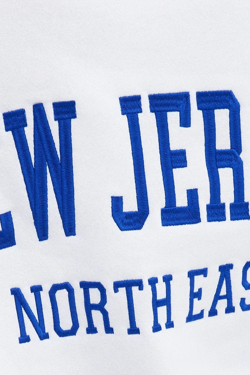 White Graphic Sweater Long Sleeve Slightly Stretch 8 White Graphic Sweater Long Sleeve Slightly Stretch - Image 6