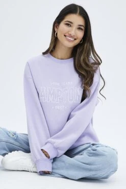 Purple Graphic Sweater Long Sleeve