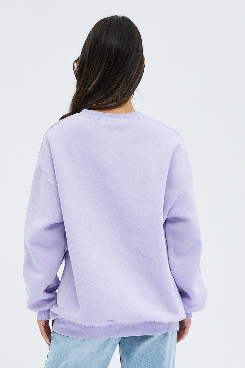Purple Graphic Sweater Long Sleeve 7 Purple Graphic Sweater Long Sleeve - Image 5