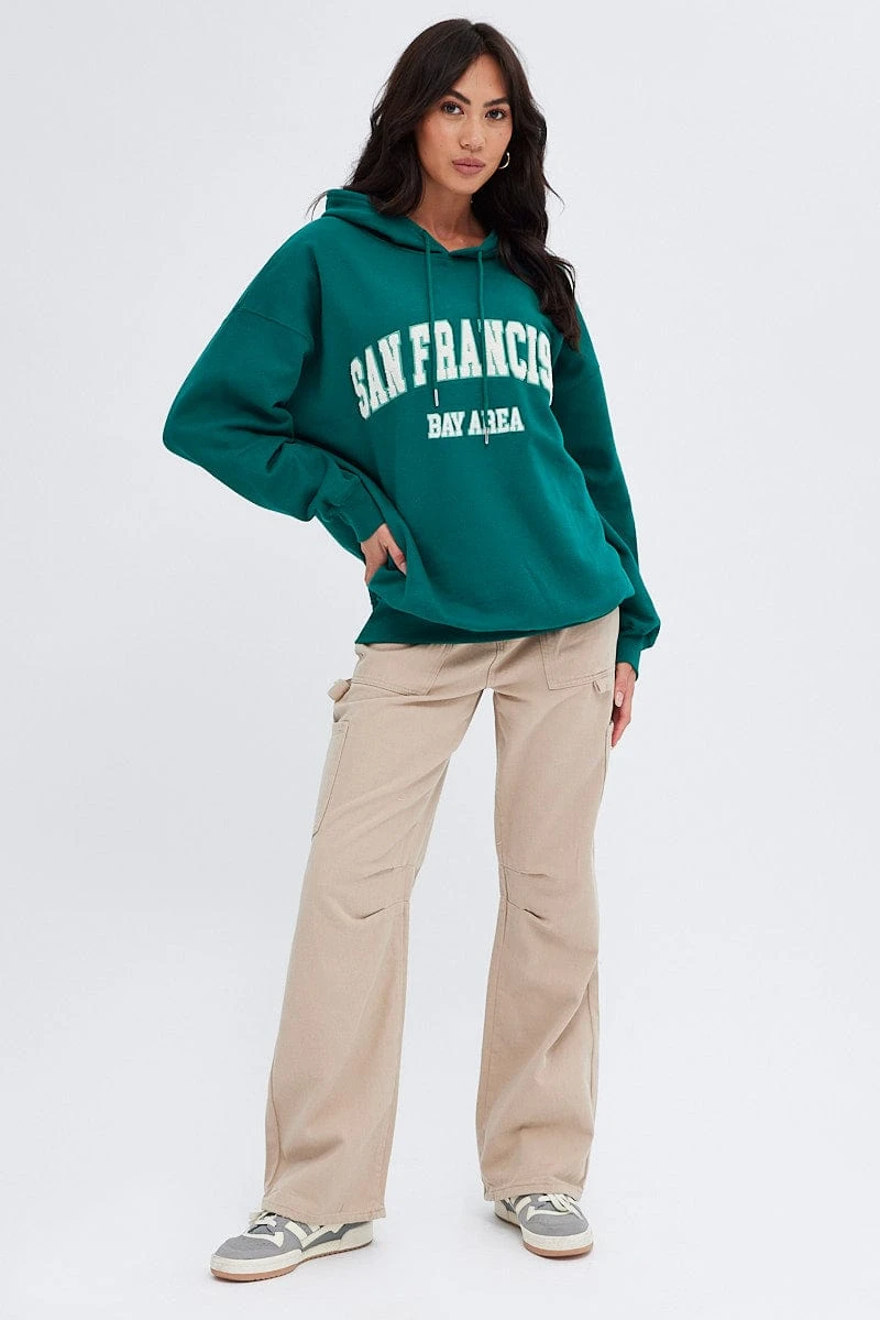 Green Sweater Round Neck San Francisco Embroidery 4 Green Sweater Round Neck San Francisco Embroidery - Image 2