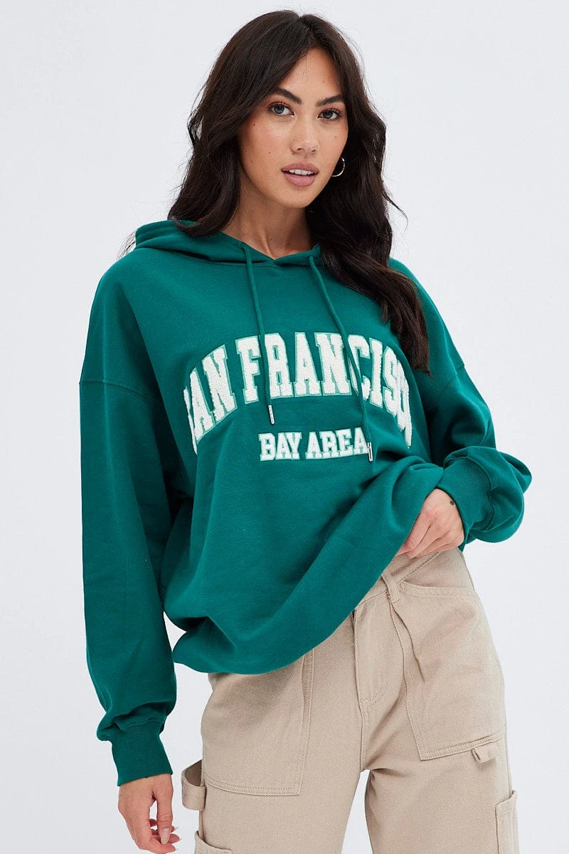 Green Sweater Round Neck San Francisco Embroidery 5 Green Sweater Round Neck San Francisco Embroidery - Image 3