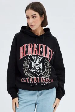 Black Graphic Sweater Hoodie Long Sleeve -Midi Dresses Style jc1846m 84w black 3