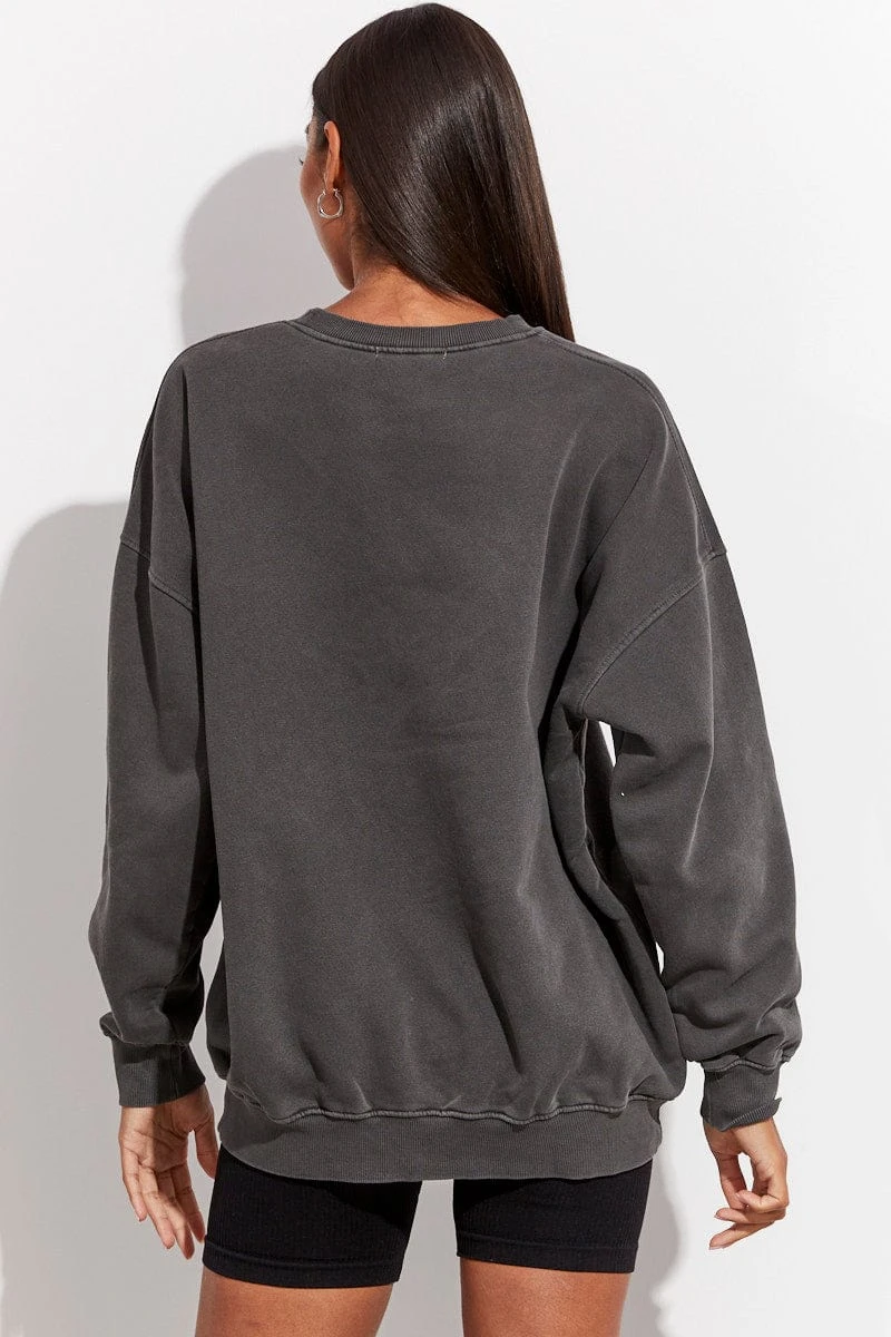 Grey Sweater Long Sleeve Round Neck Printed 7 Grey Sweater Long Sleeve Round Neck Printed - Image 5