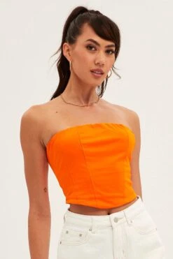 Orange Corset Bandeau Crop Top -Midi Dresses Style jc9260 47mb orange 3