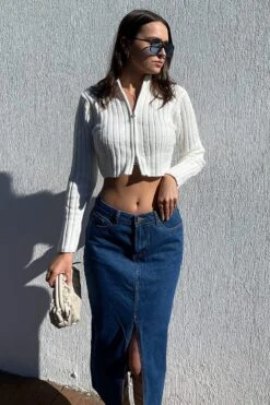 White Zip Up Cardigan