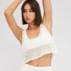White Crochet Knit Top Scoop Neck -Midi Dresses Style kn2160x 40jb white 1