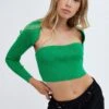 Green Knitted Boob Tube And Shrug Set -Midi Dresses Style kn2580 40pb green 1