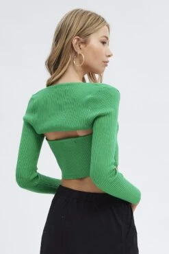 Green Knitted Boob Tube And Shrug Set -Midi Dresses Style kn2580 40pb green 5