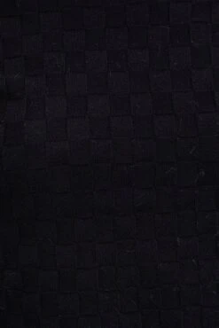 Black Knit Top Long Sleeve High Neck Crop Checker Stitch -Midi Dresses Style kn2987 40p black 6