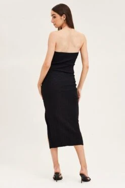 Black Bandeau Knit Midi Dress -Midi Dresses Style knit dress black bandeau knit midi dress 33140489322689