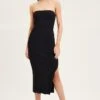 Black Bandeau Knit Midi Dress