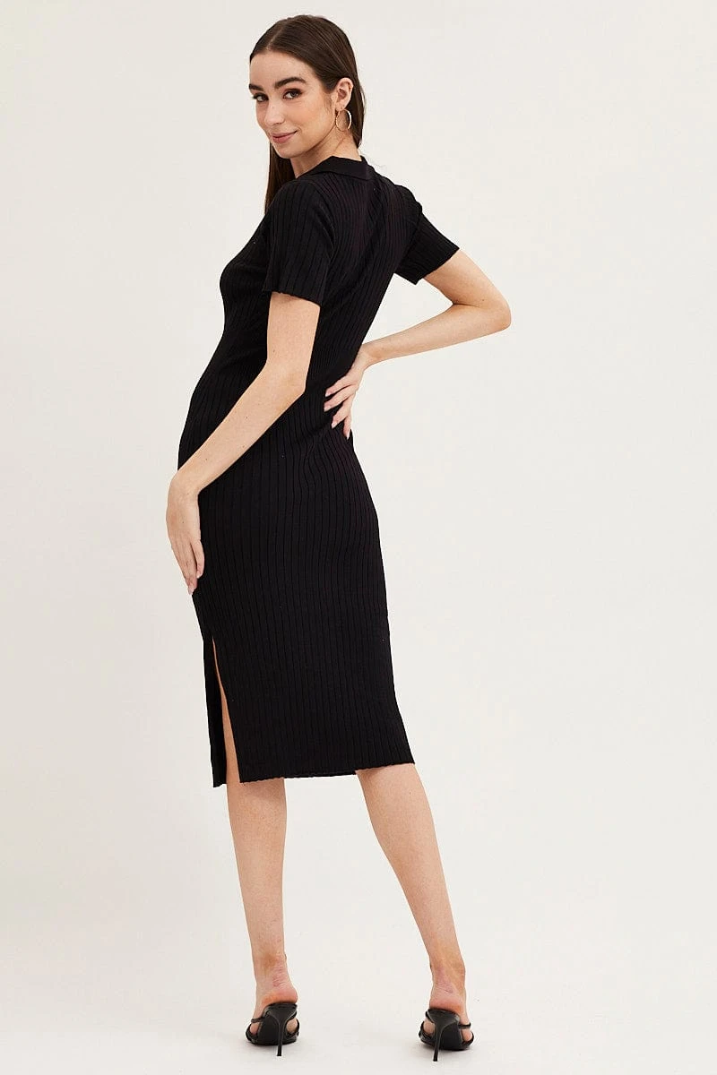 Black Bodycon Dress Short Sleeve Mini Knit 7 Black Bodycon Dress Short Sleeve Mini Knit - Image 5