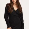 Black Wrap Dress Long Sleeve Mini Knit -Midi Dresses Style knit dress black wrap dress long sleeve mini knit 32965332861121