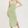 Green Cut Out Back Knit Dress -Midi Dresses Style knit dress green cut out back knit dress 32965340364993