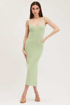 Green Cut Out Back Knit Dress -Midi Dresses Style knit dress green cut out back knit dress 32965340430529
