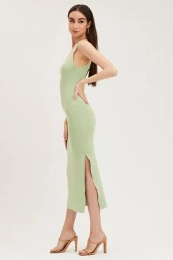 Green Cut Out Back Knit Dress -Midi Dresses Style knit dress green cut out back knit dress 32965340463297