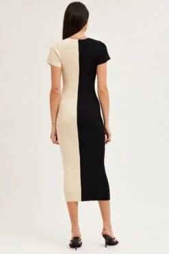 Multi Colorblock Button Front Knit Dress -Midi Dresses Style knit dress multi colorblock button front knit dress 32965343150273