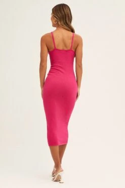 Pink Bodycon Dress Sleeveless Midi Knit -Midi Dresses Style knit dress pink bodycon dress sleeveless midi knit 33140696711361