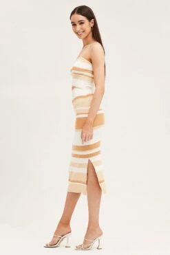 Stripe Midi Dress Sleeveless Cut Out Square Neck 11 Stripe Midi Dress Sleeveless Cut Out Square Neck -Midi Dresses Style knit dress stripe midi dress sleeveless cut out square neck 33006775632065