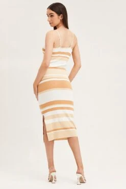 Stripe Midi Dress Sleeveless Cut Out Square Neck 12 Stripe Midi Dress Sleeveless Cut Out Square Neck -Midi Dresses Style knit dress stripe midi dress sleeveless cut out square neck 33006775697601