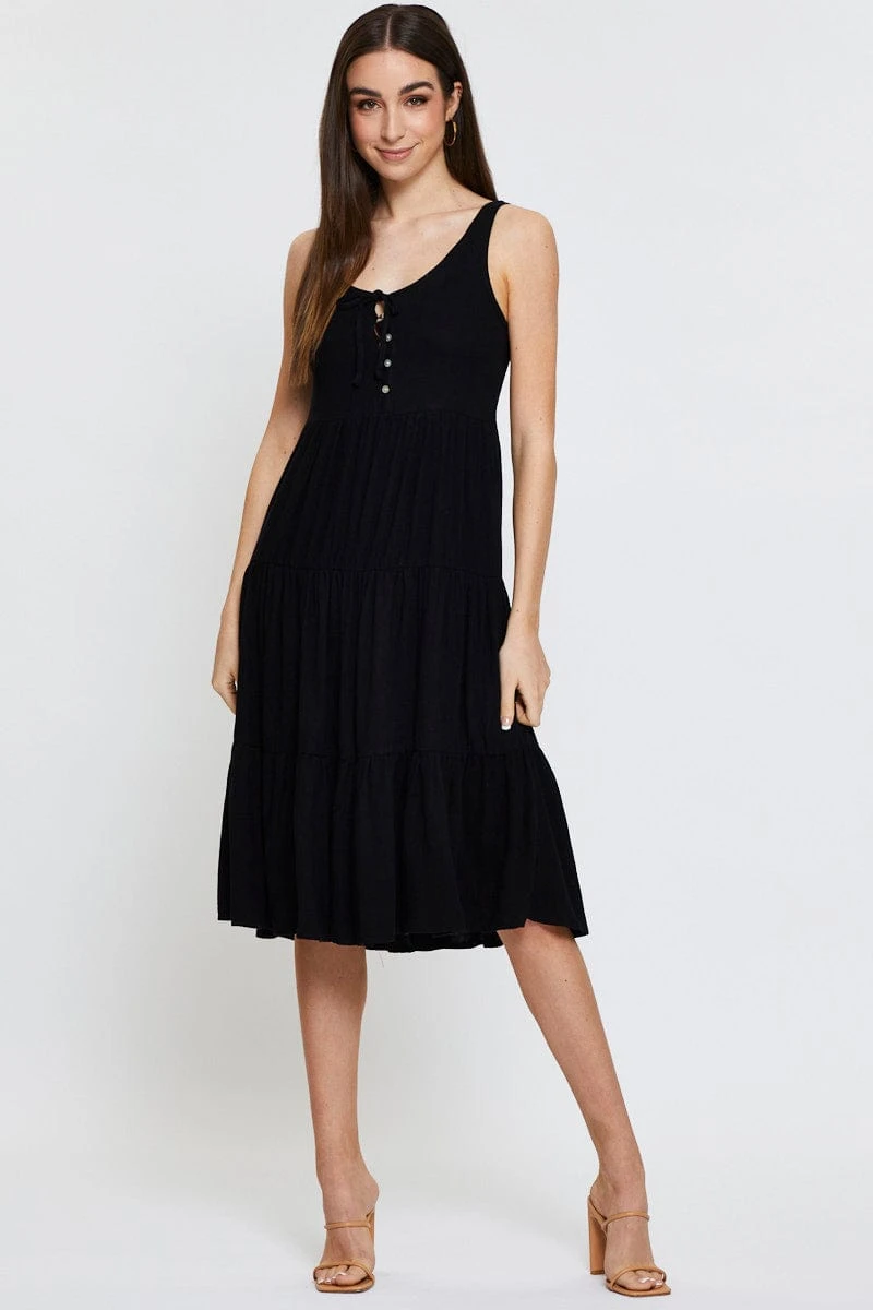 Black Midi Dress Sleeveless Linen 3 Black Midi Dress Sleeveless Linen