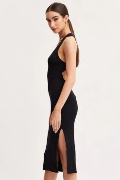 Black Keyhole Dress Sleeveless Midi Knit 11 Black Keyhole Dress Sleeveless Midi Knit -Midi Dresses Style midi dress black keyhole dress sleeveless midi knit 32965379784897
