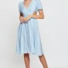 Blue Midi Dress Short Sleeve V Neck -Midi Dresses Style midi dress blue midi dress short sleeve v neck 32967256277185