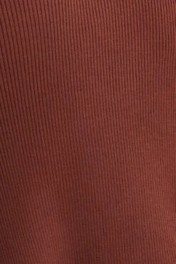 Brown Keyhole Dress Sleeveless Midi Knit -Midi Dresses Style midi dress brown keyhole dress sleeveless midi knit 32965380145345